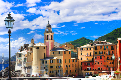 Italian summer holidays - beautiful colorful coastal town Camogli in Liguria, Italy