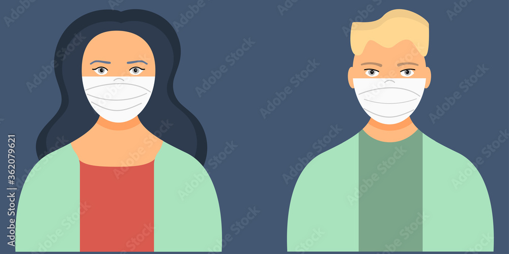 Man and woman doctors in medical masks. Medical specialists in hospital. 