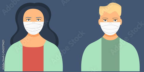 Man and woman doctors in medical masks. Medical specialists in hospital. 