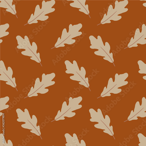 Oak leaf seamless pattern. Autumn pattern. Orange  yellow.