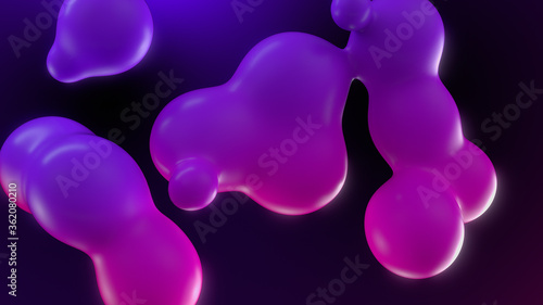 Organic shapes 3d background. Violet and pink gradient. Calm and peace theme