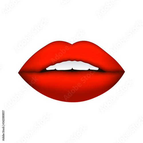 Red lips isolated vector illustration.