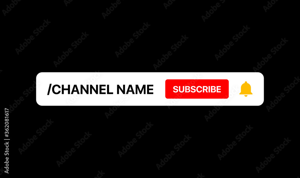 Youtube Channel Name Lower Third. Subscribe Button. Social Media Banner for Your Video On Black Background. Vector Illustration