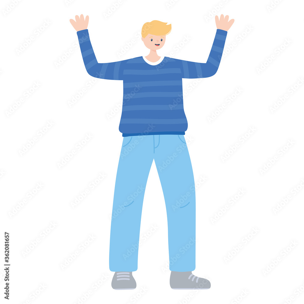 happy young man character cartoon standing isolated design icon happy young man character cartoon standing isolated design icon