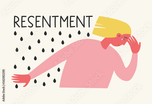 Vector illustration about resentment and its negative impact on health. Mental health illustration.