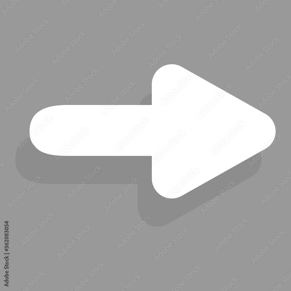 Arrow icon isolated on gray background. Trendy arrow icon in flat style for web site. Creative white arrow left direction. Template for app and ui. Vector illustration