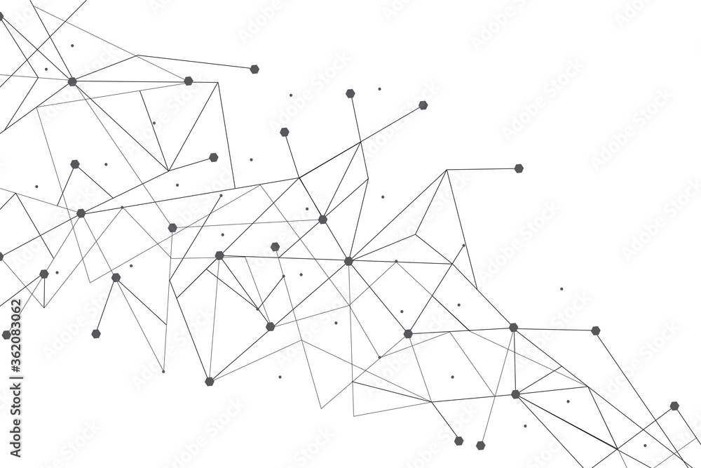 Network abstract connection isolated on white background.Network technology background with dots and lines for backdrop and ai design. Modern abstract concept.Vector illustration of network technology