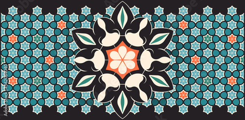 Traditional Arabesque Decorative Ornament Background Belt