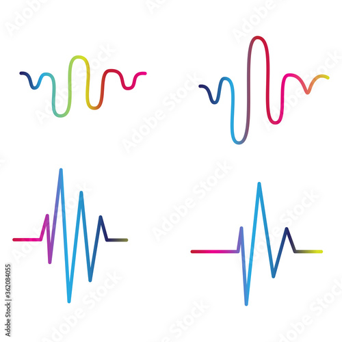 Sound wave line icon set isolated on white background. Collection of audio music sound wave thin line icons for web, sinusoidal, music app and logo design. Creative art concept, vector illustration