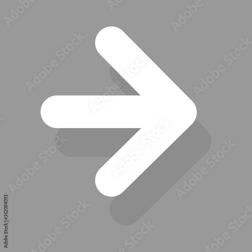 Arrow icon isolated on gray background. Trendy arrow icon in flat style for web site. Creative white arrow left direction. Template for app and ui. Vector illustration