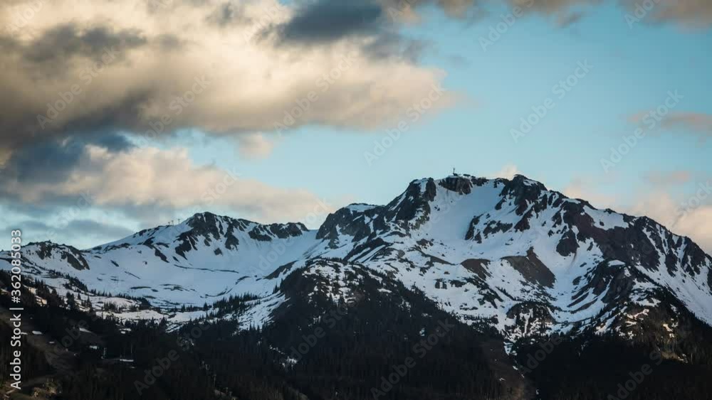 Timelapse of clouds rolling over Whistler mountain in Whistler, BC. Timelapse of clouds rolling over Whistler mountain in Whistler, BC.