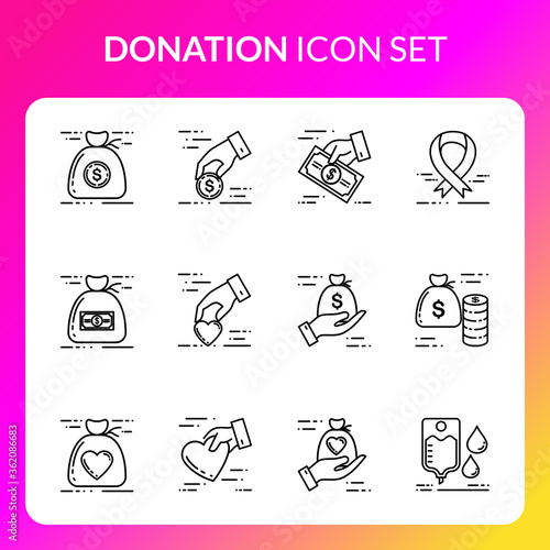 Simple Set of Charity and donation icons set