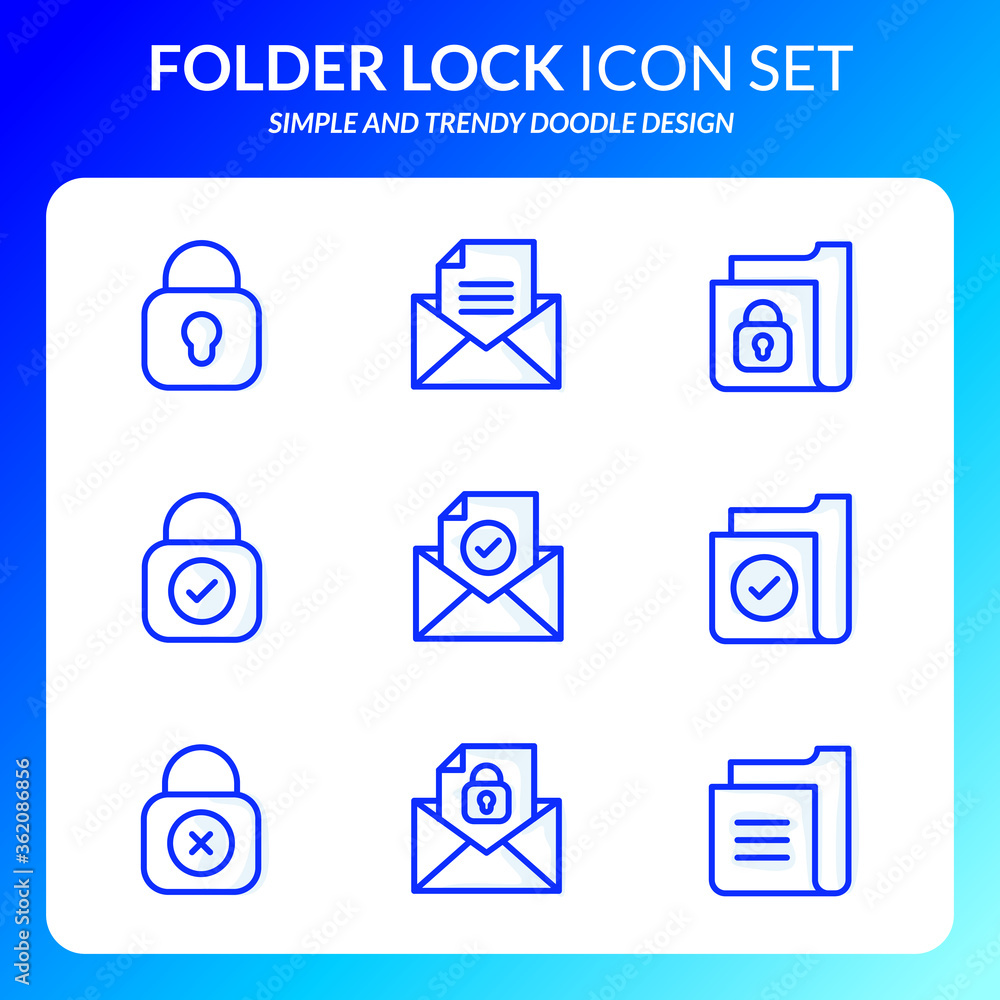 Simple Set of doodle folder Vector Line Icons with shadow Simple Set of doodle folder Vector Line Icons with shadow