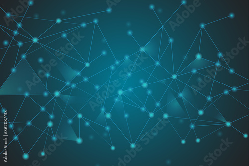 Network abstract connection isolated on blue background. Network technology background with dots and lines for backdrop and ai design.Modern abstract concept. Vector illustration of network technology