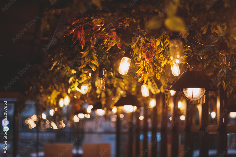 Obraz premium Decoracion plantas restaurante bonito categoria