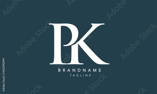 Alphabet letters Initials Monogram logo PK, KP, P and K