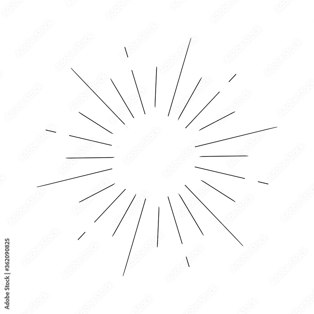 Vintage sunburst, explosion doodles isolated on white background EPS Vector Abstract