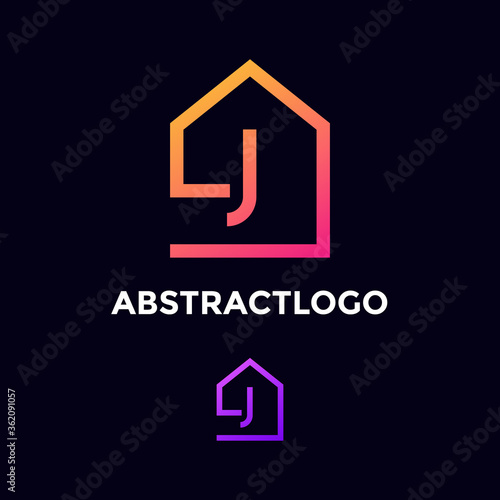 J letter with home building sign combines professional logo template trendy design real estate, a property company.