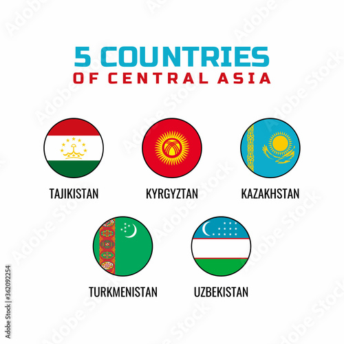 Five Flag Round Countries of Central Asia © Gunawan