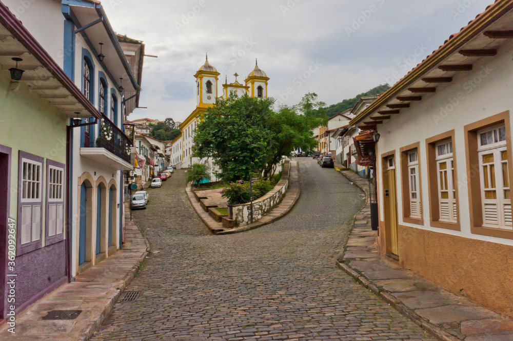 Ouro Preto, Old city street view, Brazil, South America