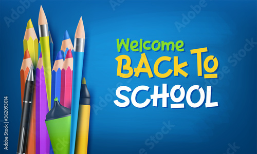 Back to school. Background with school supplies