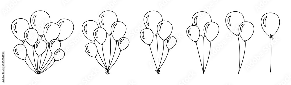 Bunch balloons in cartoon flat style isolated Vector Image