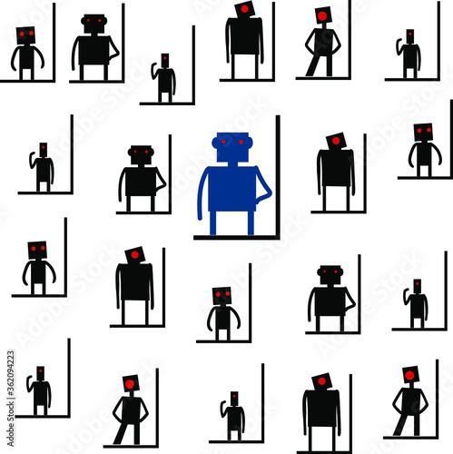 business robots icons set