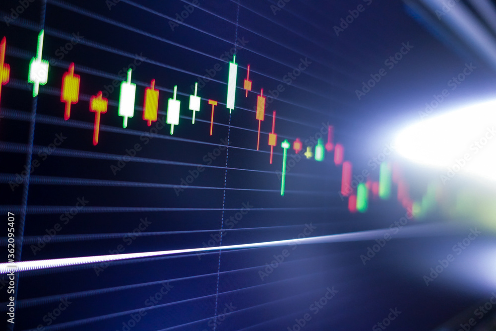 Stock exchange market graph on screen monitor. Economic and financial concept. Stock exchange market graph on screen monitor. Economic and financial concept.