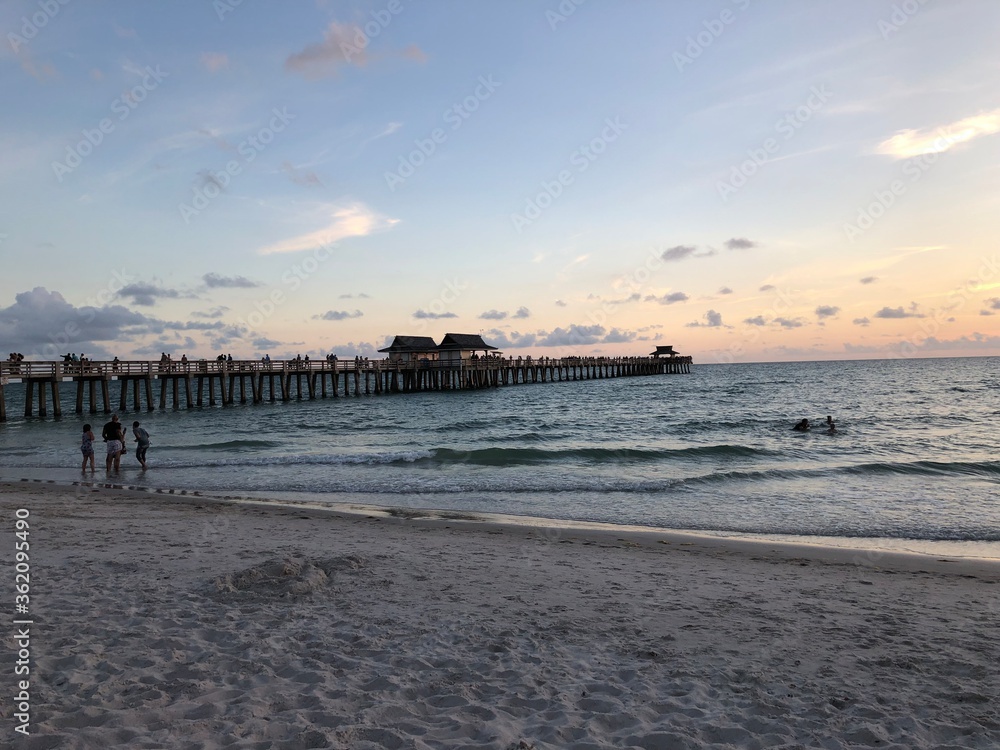 sunset near pier