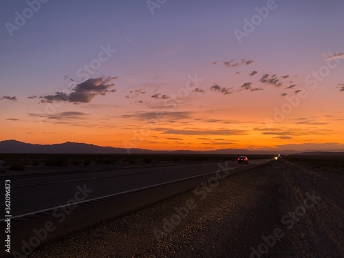 sunset on the highway