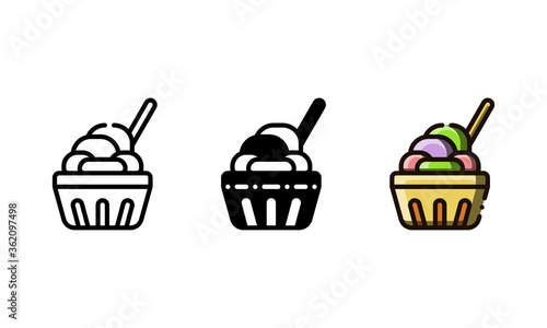 Gelato ice cream icon. With outline, glyph, and filled outline style