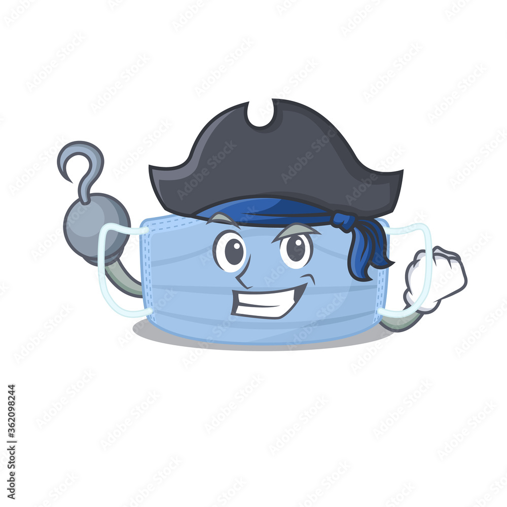 Surgical mask cartoon design in a Pirate character with one hook hand