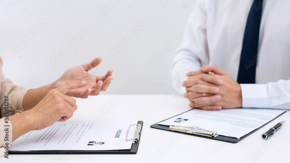Fototapeta premium Businessman Candidate For Job applicant being interviewed hr managers 