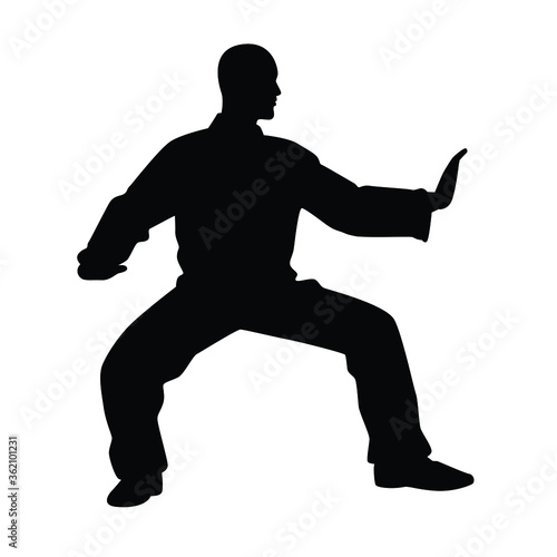 Tai Chi Chuan man silhouette vector