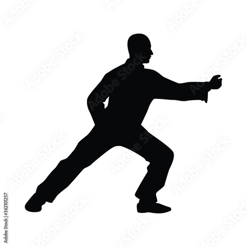 Tai Chi Chuan man silhouette vector