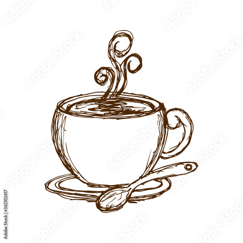 vector sketch illustration - cup of coffee