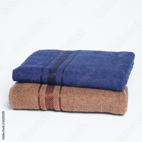 close-up of cotton bath towel. towel isolated over white background. colorful towel.