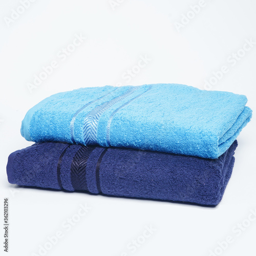 close-up of cotton bath towel. towel isolated over white background. colorful towel.