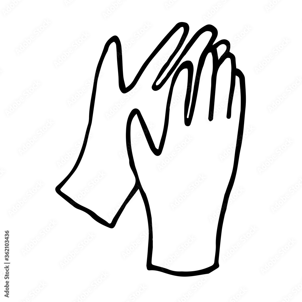 hand-drawn medical gloves in doodle hand-drawn medical gloves in doodle