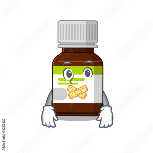 Antibiotic bottle cartoon character style having strange silent face