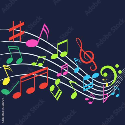music notes for music background, vector illustration