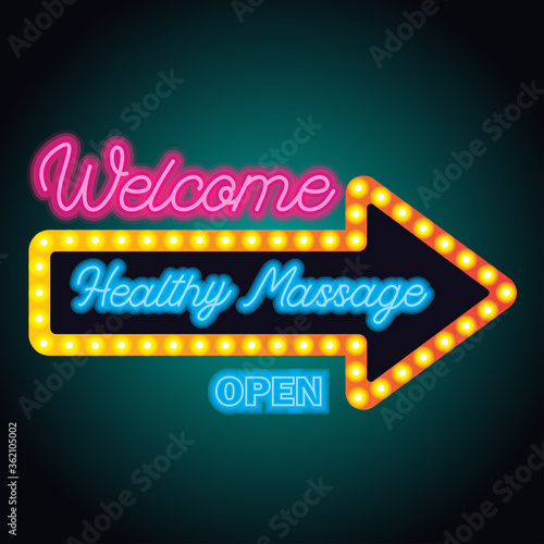 healthy massage in neon sign plank for massage business