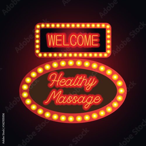 healthy massage in neon sign plank for massage business
