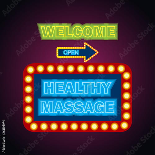 healthy massage in neon sign plank for massage business