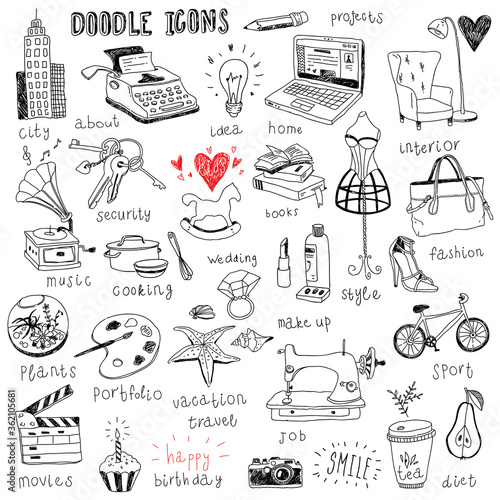 hand-drawn doodle icons for blog