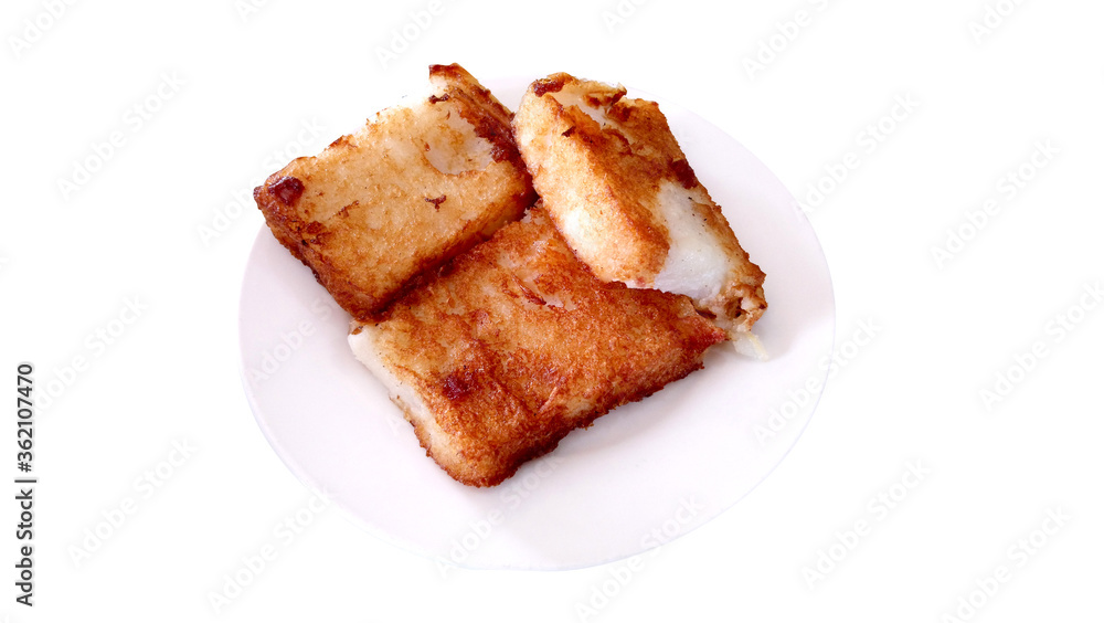 Chinese radish cake on small plate Chinese radish cake on small plate