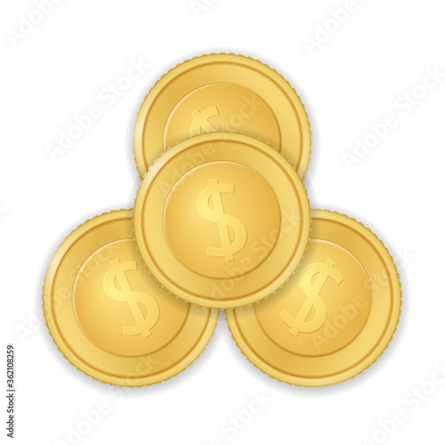 Gold coins with dollar symbol