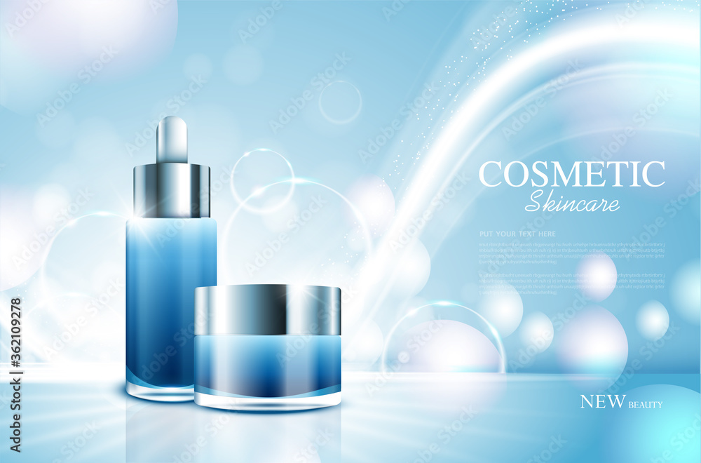 cosmetic product poster, bottle package design with moisturizer cream or liquid, sparkling background with glitter polka, vector design.. cosmetic product poster, bottle package design with moisturizer cream or liquid, sparkling background with glitter polka, vector design..