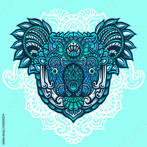The koala head zentangle art full colour 