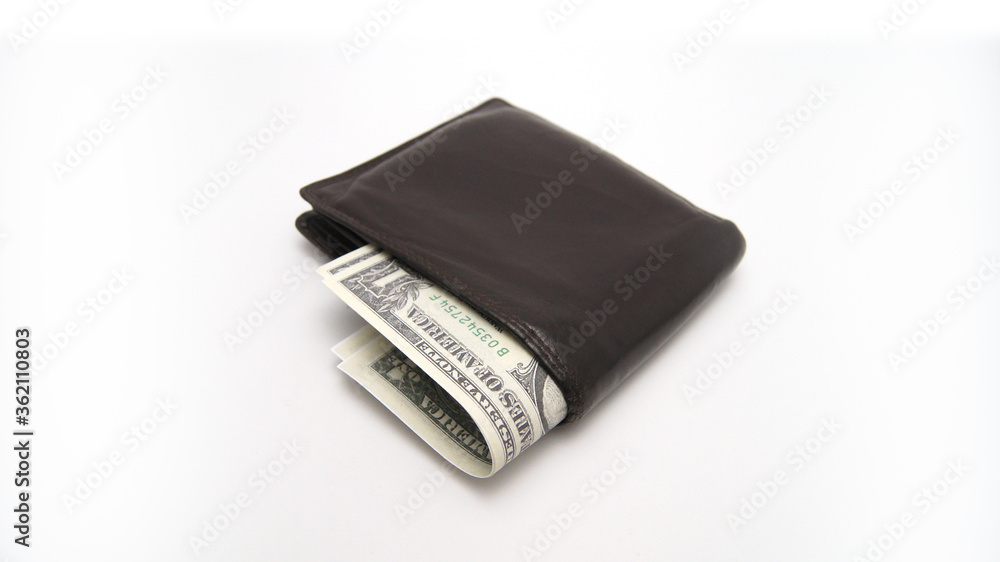 Wallet with Dollars on white Background | Cash Money Savings Budget Wallet with Dollars on white Background | Cash Money Savings Budget